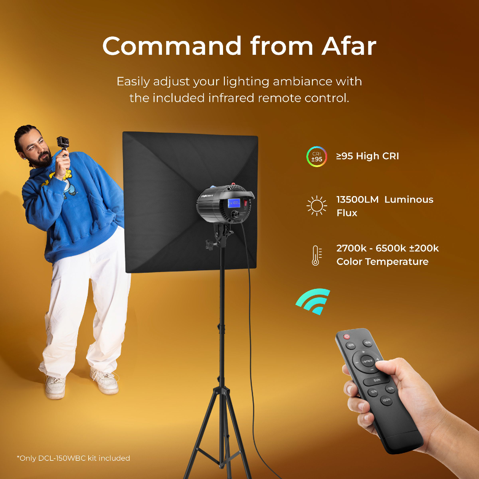 Digitek Lite (DCL-150WBC) Combo Bi Color Continuous LED Light with 18 CM Reflector Suitable for All Kinds of Small Production Photography/Power Saving & Environment Protection - Digitek