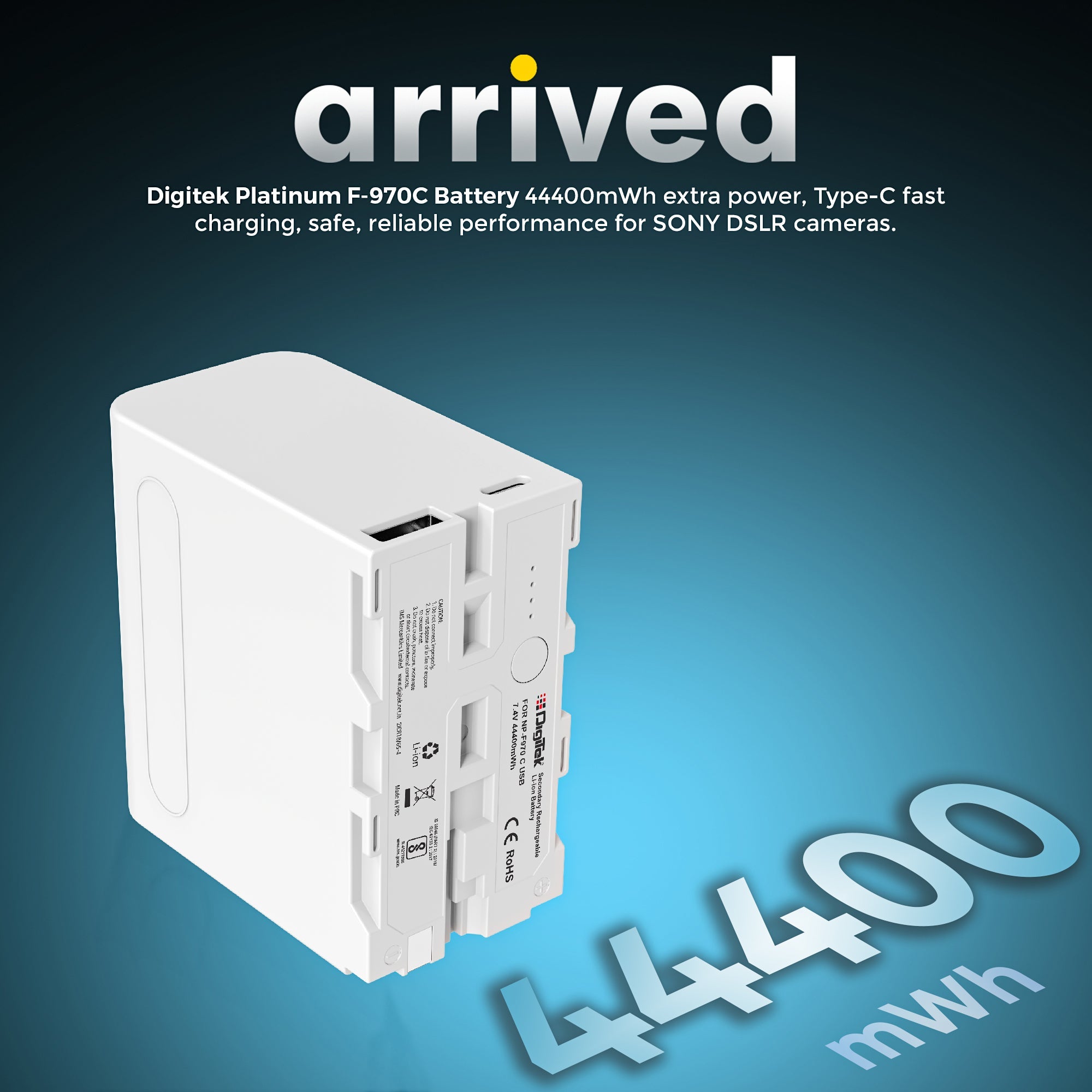 Digitek (NP-F970 C USB) 12000mAh Li-ion Battery for Sony