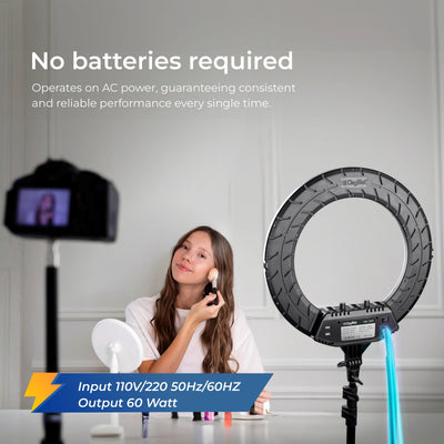 Digitek (DRL-18RT C6) Professional 46cm LED Ring Light with Remote & 158cm Light Stand, Runs on AC Power with No Shadow apertures, Ideal use for Makeup, Video Shoot, Fashion Photography & Many More - Digitek
