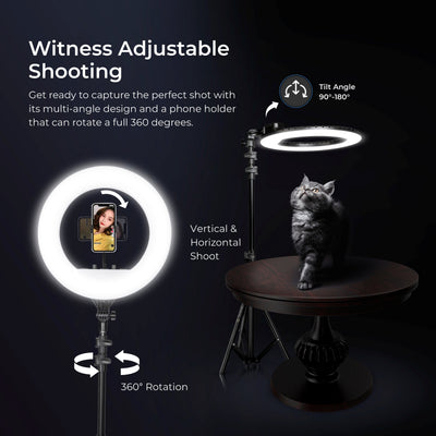 Digitek (DRL-18RT C6) Professional 46cm LED Ring Light with Remote & 158cm Light Stand, Runs on AC Power with No Shadow apertures, Ideal use for Makeup, Video Shoot, Fashion Photography & Many More - Digitek